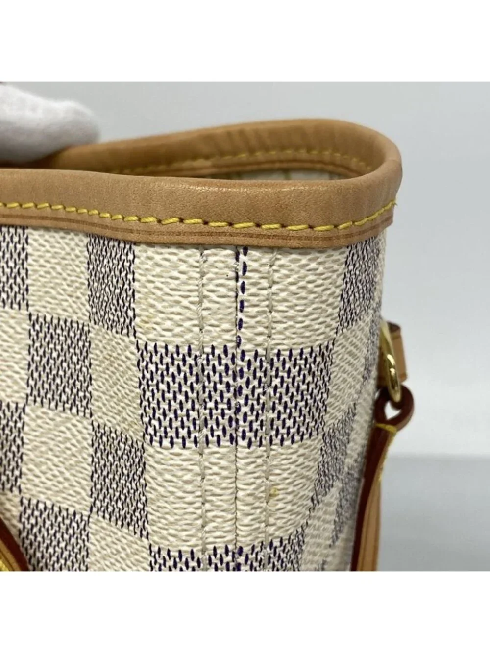 ★SOLD★ Louis Vuitton Tote Damier Azur Neverfull MM White - Picture 7 of 10